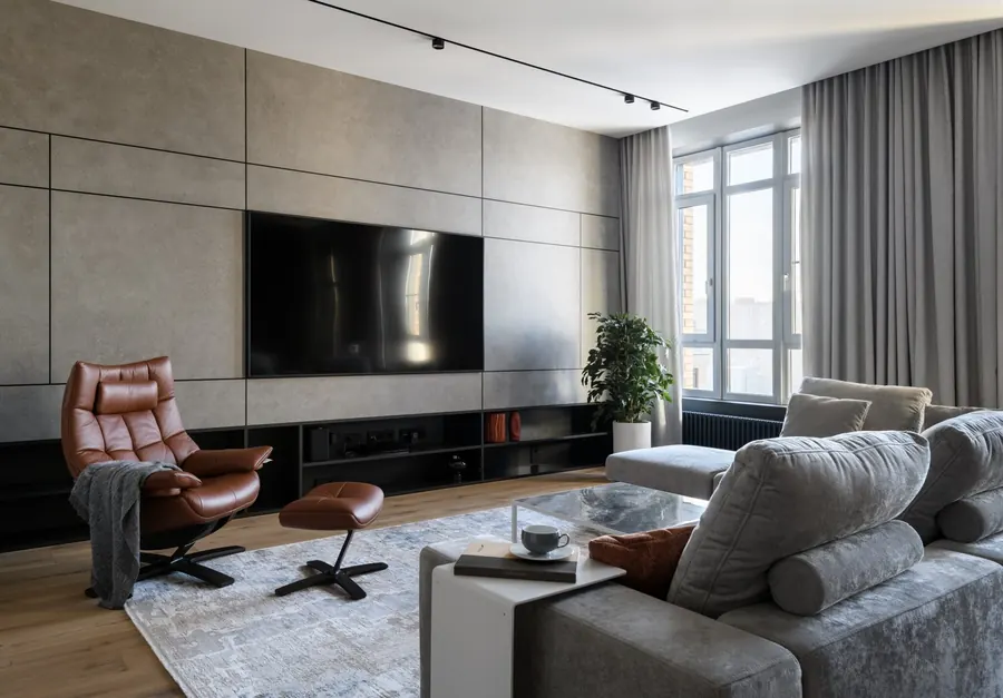 Wohnung in Grautönen – Wohnbereich